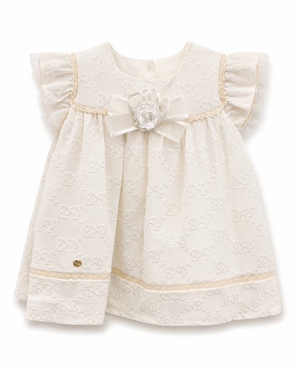 Baby Girls’ Ivory Embroidered Ruffle Dress