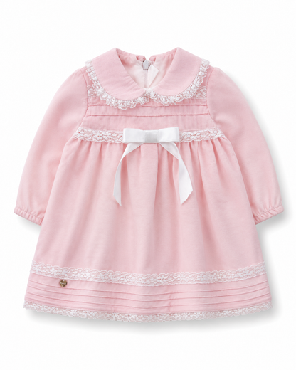 Baby Girls’Lace-Trim Bow Dress