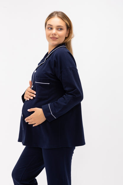 Women’s Premium Cotton Long Sleeve Pajama Set | Classic Button-Front Sleepwear