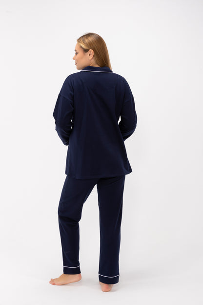 Women’s Premium Cotton Long Sleeve Pajama Set | Classic Button-Front Sleepwear