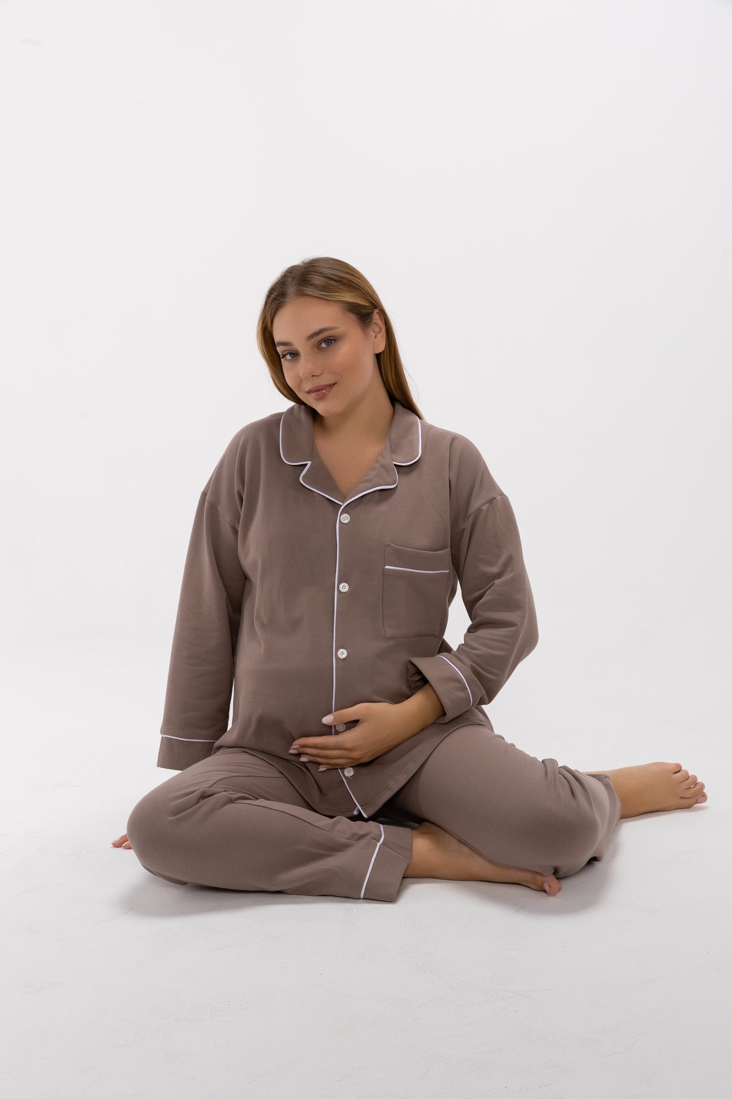 Women’s Premium Cotton Long Sleeve Pajama Set | Classic Button-Front Sleepwear