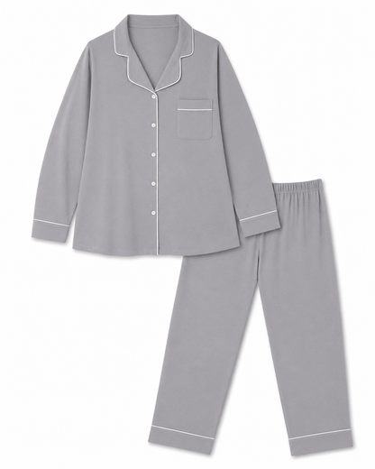 Women’s Premium Cotton Long Sleeve Pajama Set | Classic Button-Front Sleepwear