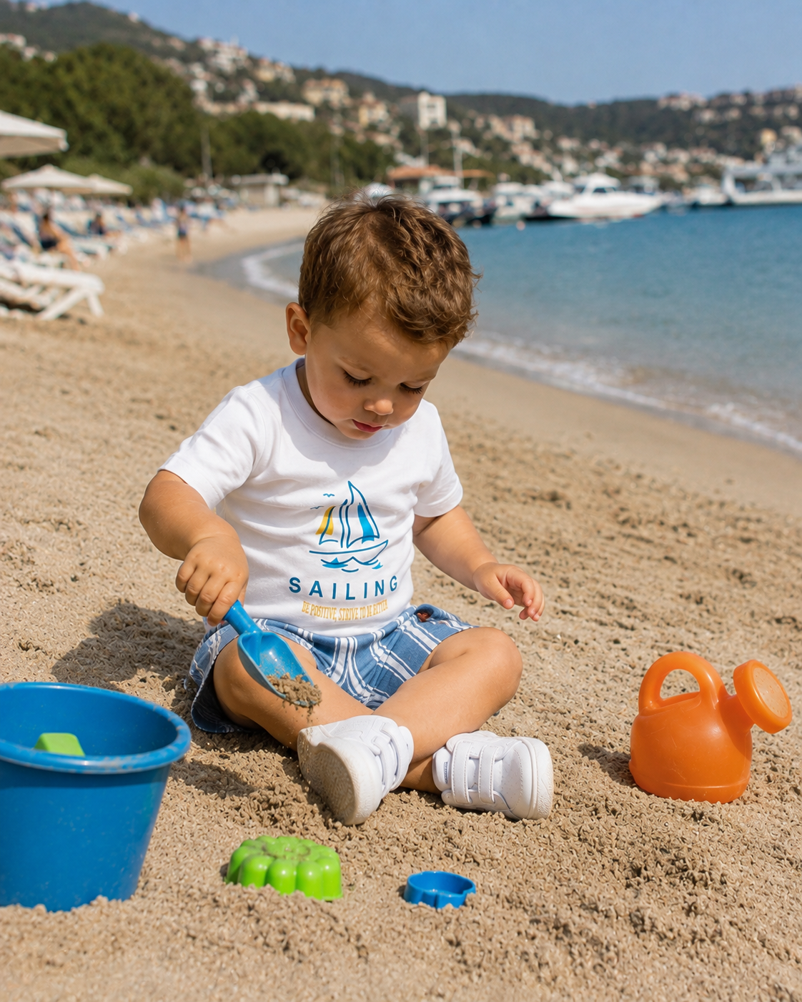 Sailing Cotton T-Shirt & Striped Shorts Set