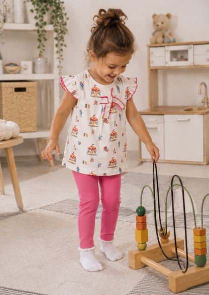 Baby Girls’ Carousel Print Top & Leggings Set