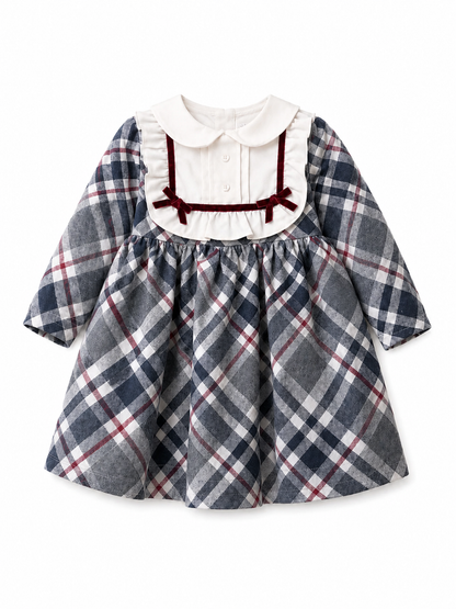 Girl Plaid Peter Pan Collar Dress