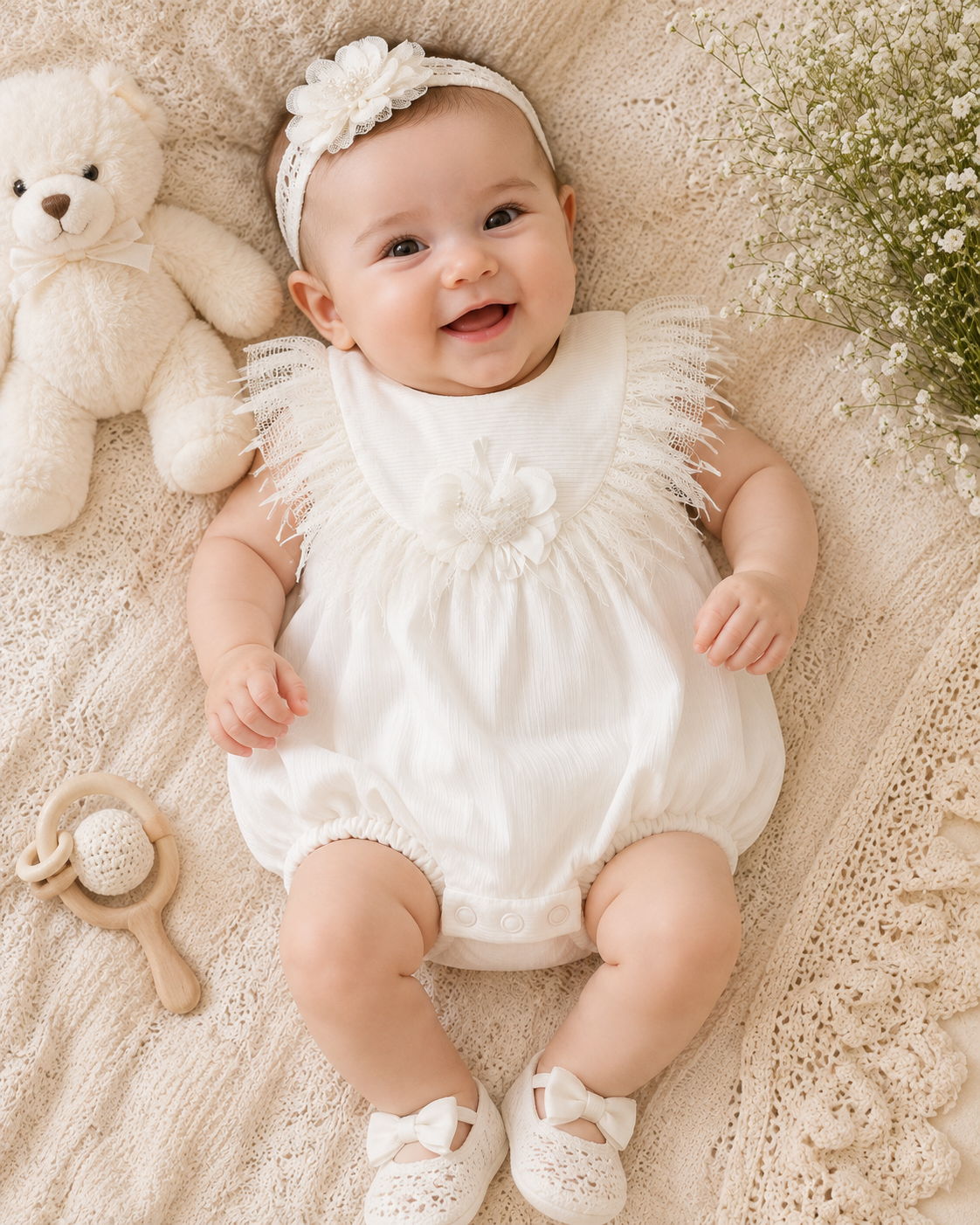 Elegant Feather-Detailed Romper