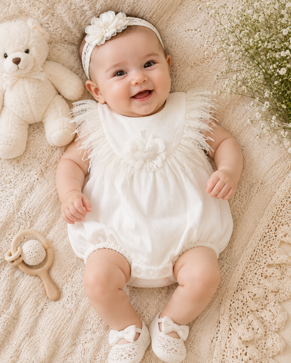 Elegant Feather-Detailed Romper