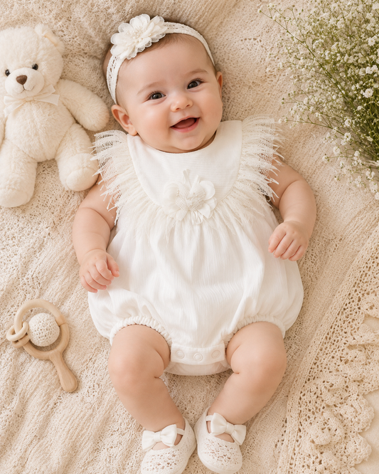 Elegant Feather-Detailed Romper