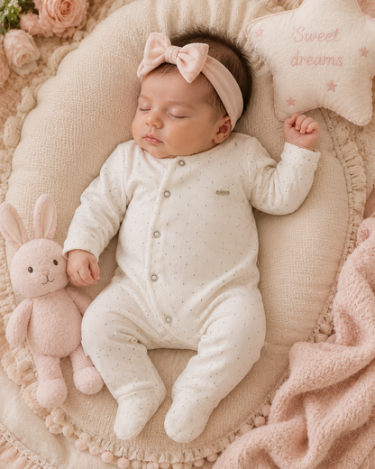 Dotted Long-Sleeve Baby Sleepsuit