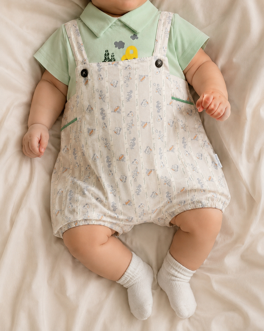 Baby Boys’ Grey Adventure Print Overall Romper