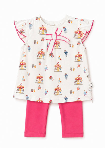 Baby Girls’ Carousel Print Top & Leggings Set – 2 Pieces