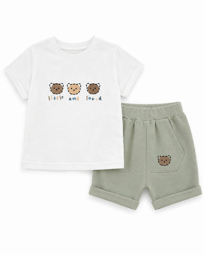 Boys Little & Loved Bear 2-Piece Baby Set