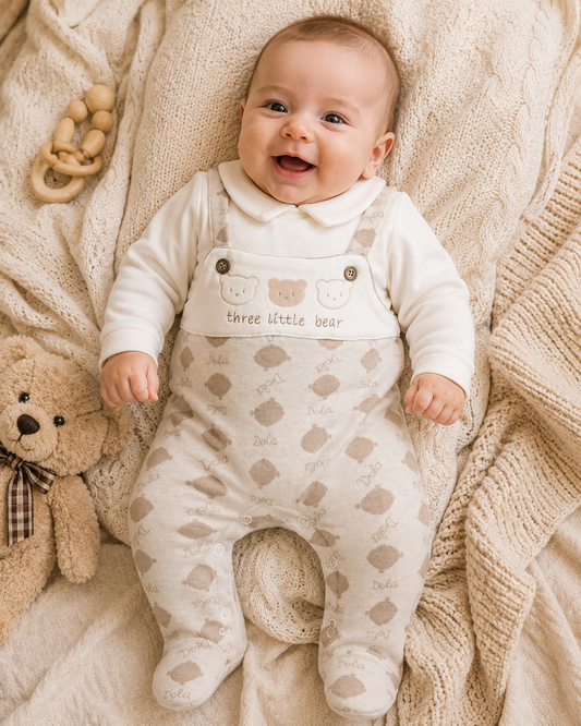 Newborn Bear Print Footed Romper