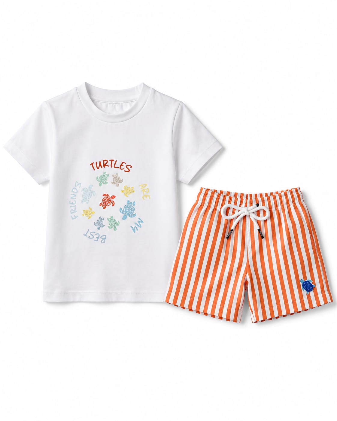Summer Turtle Print T-Shirt & Shorts Swimsuit