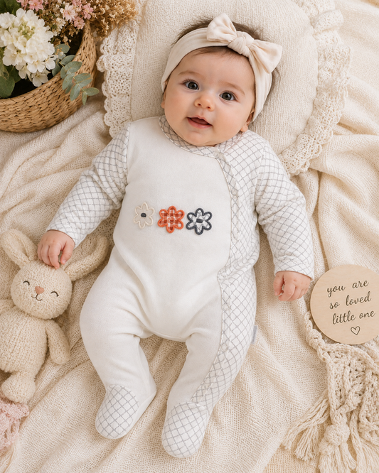 Patterned Side-Snap Footed Baby Romper
