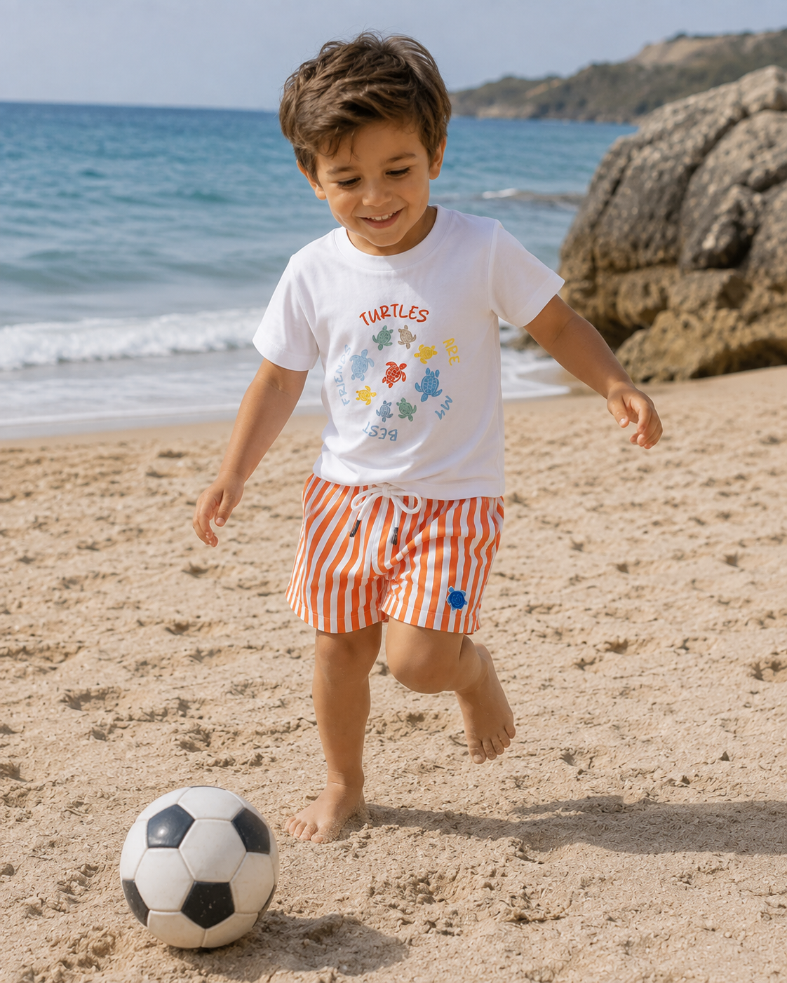 Summer Turtle Print T-Shirt & Shorts Swimsuit