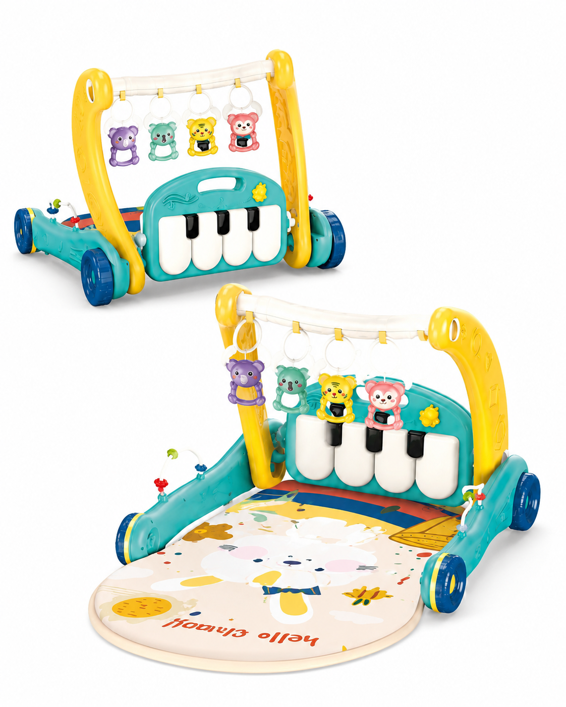 3-in-1 Baby Activity Walker & Play Gym with Piano
